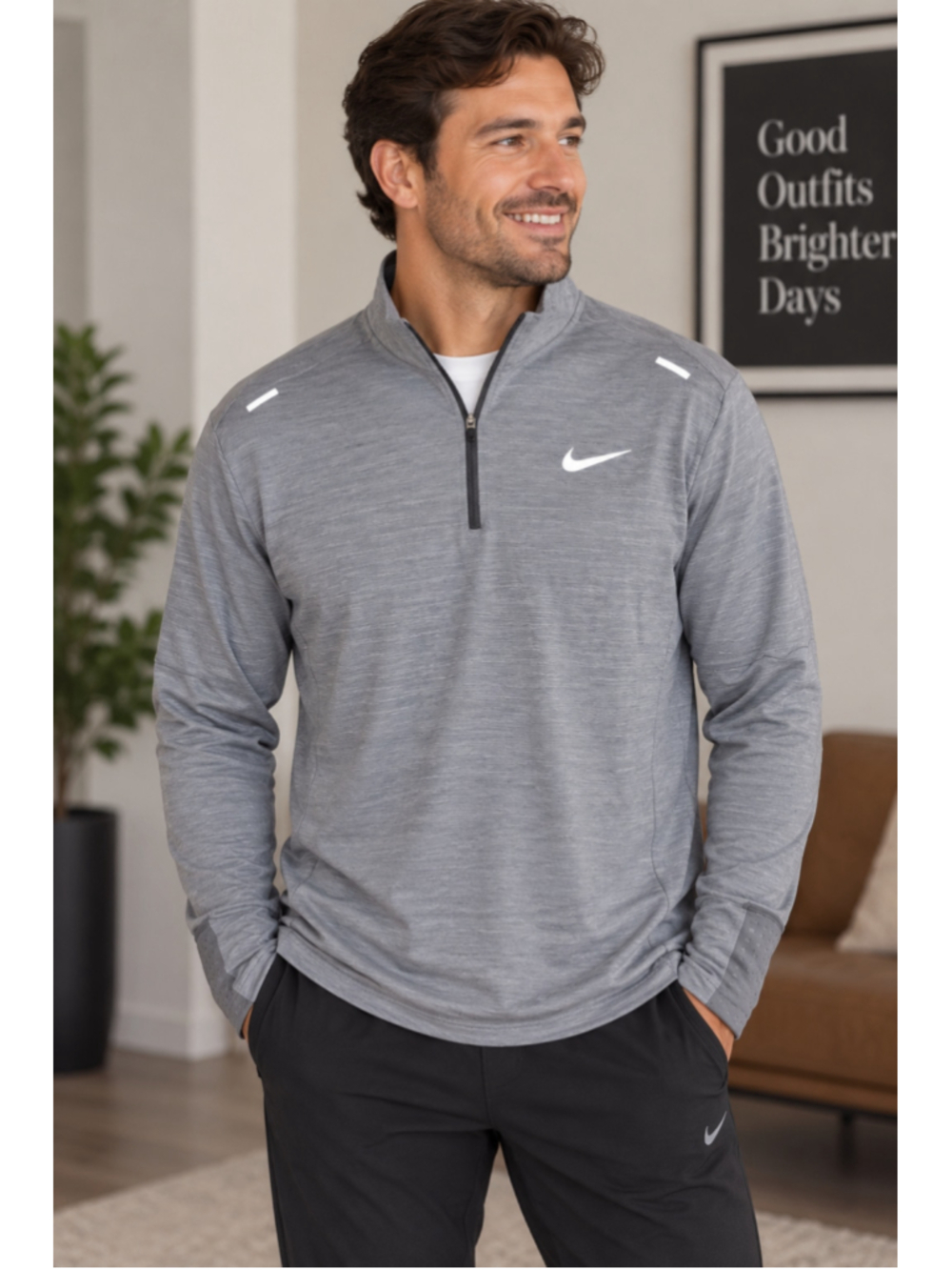Nike Therma-FIT 1/4 Zip Pullover Sweatshirt Grey Men's Size XL